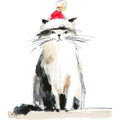 Handdrawn Christmas Cats Fabric Panel 80