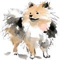Handdrawn Doodle Dog Fabric Panel 17