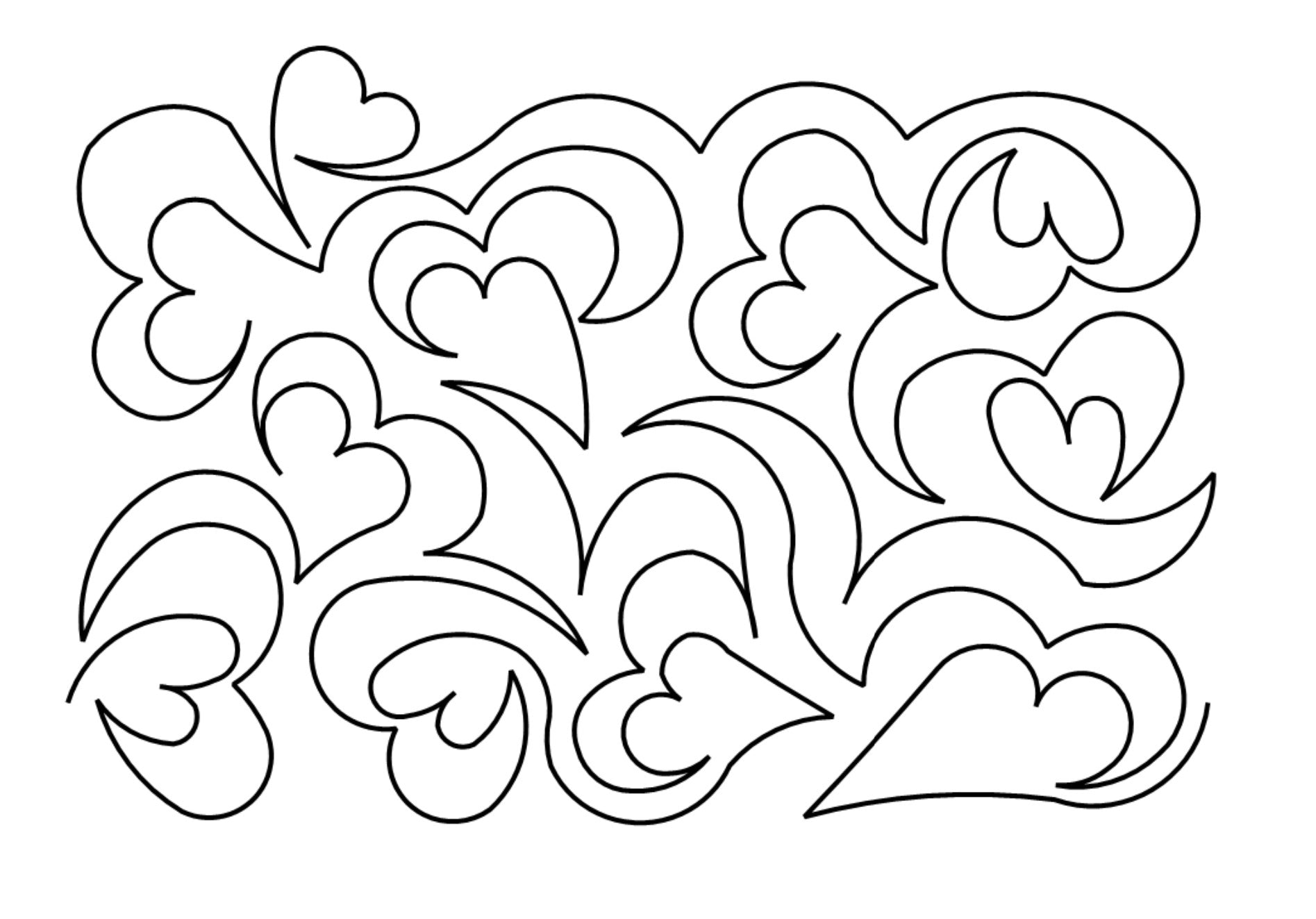 Heart Feathers Digital E2E Pantograph for Quilting