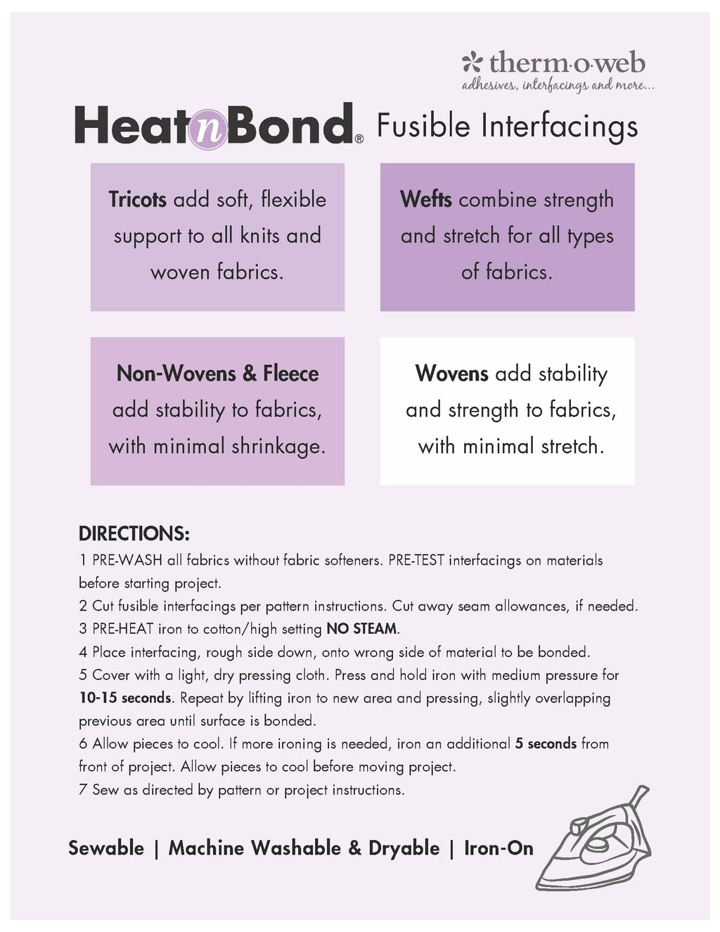 HeatnBond Fusible Fleece, White 20 in