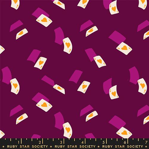 Hello Alice Purple Velvet Falling Aces Cotton 43"/44" Fabric Per Yard