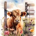 Highland Cow Art Fabric Panel 6