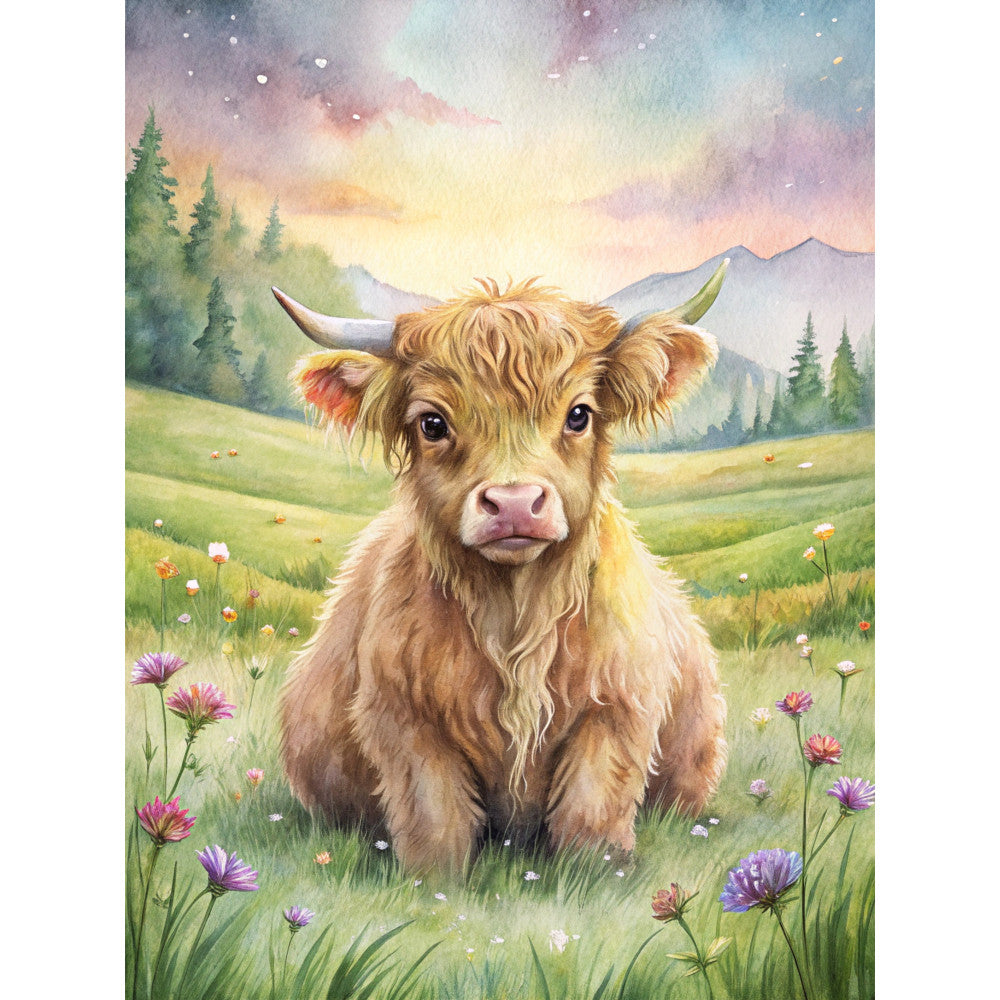 Highland Cow Scenes Fabric Panel 19