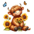 Highland Cow With Sunflowers Fabric Panel 10