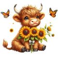 Highland Cow With Sunflowers Fabric Panel 14