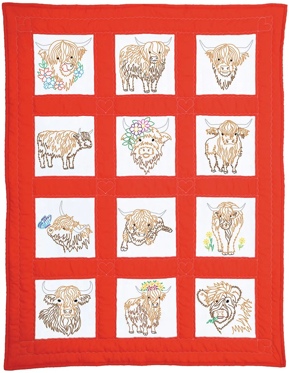 Highland Cows Theme Quilt Blocks