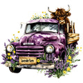 Highland Cows in Vintage Trucks Fabric Panel 4