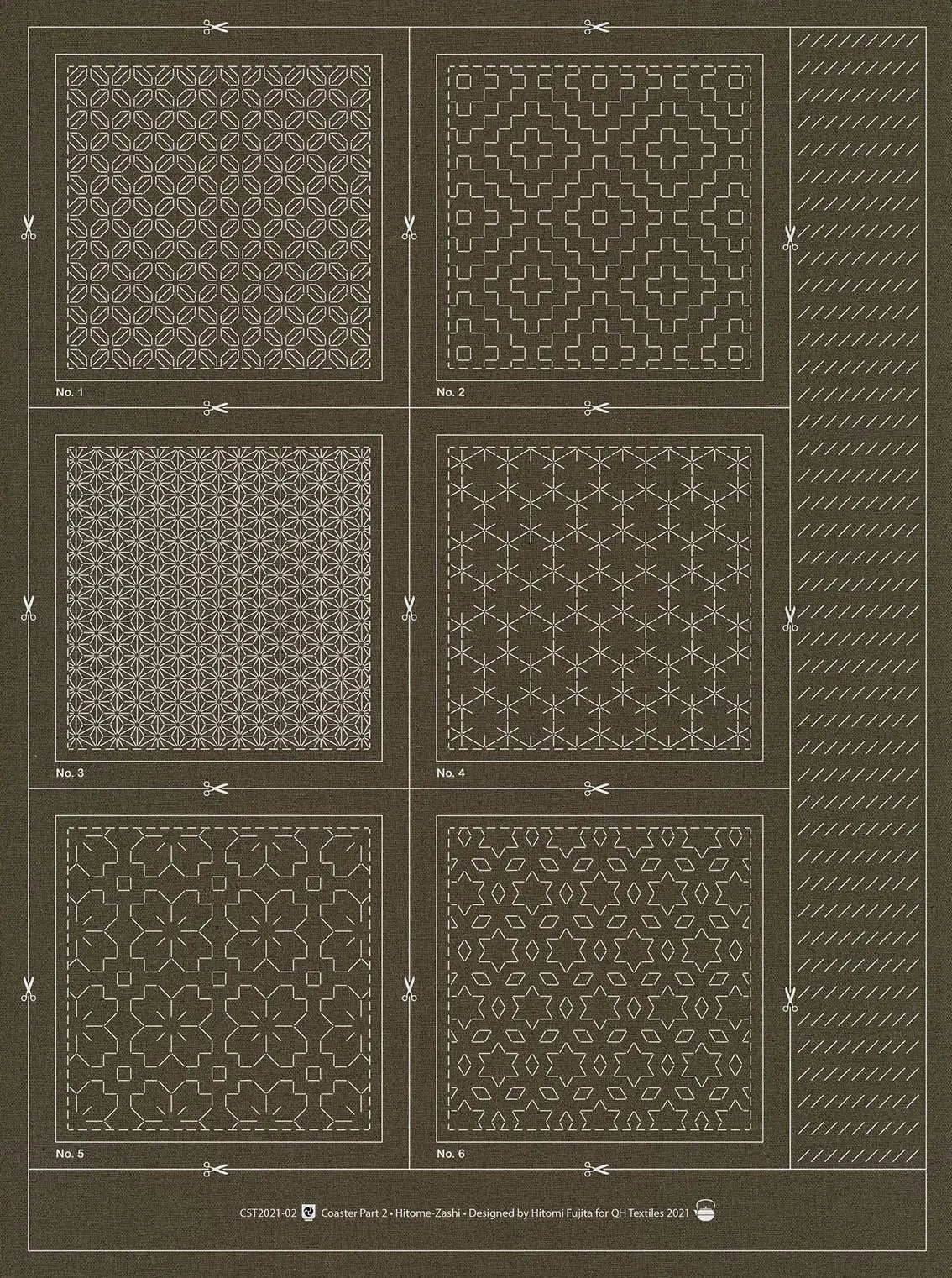 Hitome-Zashi Coaster Pattern 2 Slate