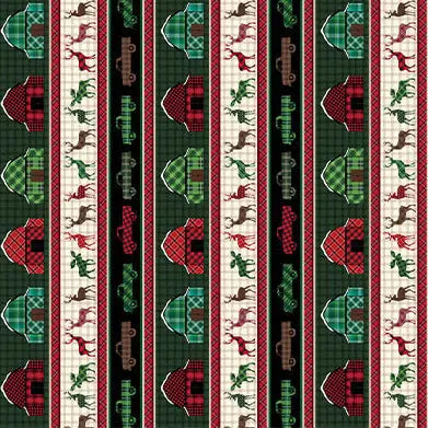 Holiday Farmhouse Plaid - Farmhouse Stripe 44" / 45" Fabric Per Yard