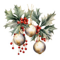 Holly and Baubles Fabric Panel 1