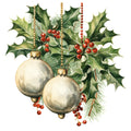 Holly and Baubles Fabric Panel 4