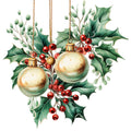 Holly and Baubles Fabric Panel 7