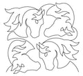 Horse Heads E2E Pantograph for Quilting