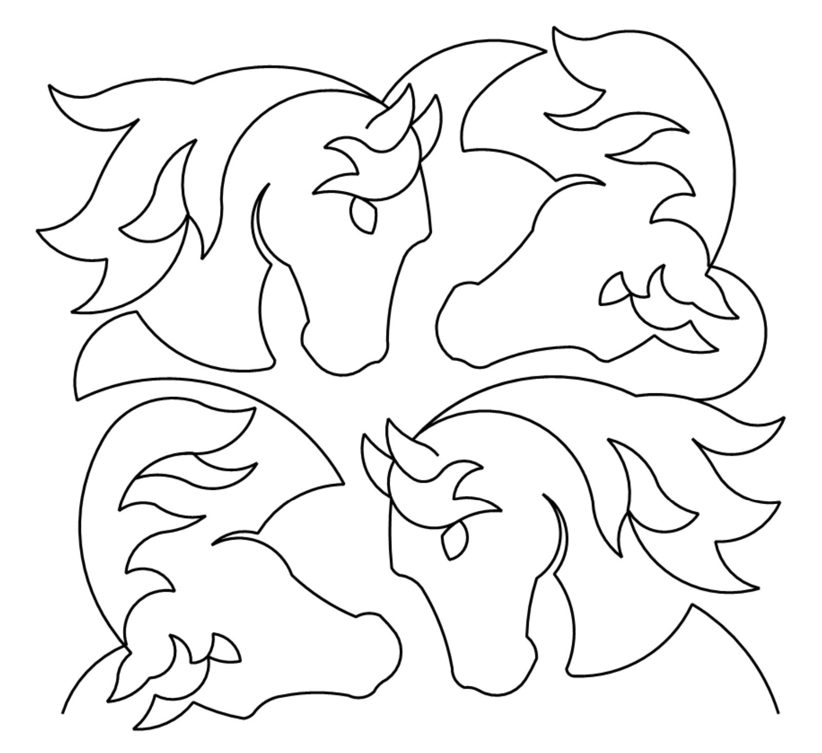 Horse Heads E2E Pantograph for Quilting