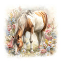 Horse in Field of Flowers Fabric Panel 1