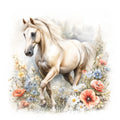 Horse in Field of Flowers Fabric Panel 10