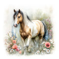 Horse in Field of Flowers Fabric Panel 15