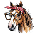 Horse with Glasses and Bandana Fabric Panel 1