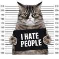 I Hate People Angry Cat Mugshot Fabric Panel