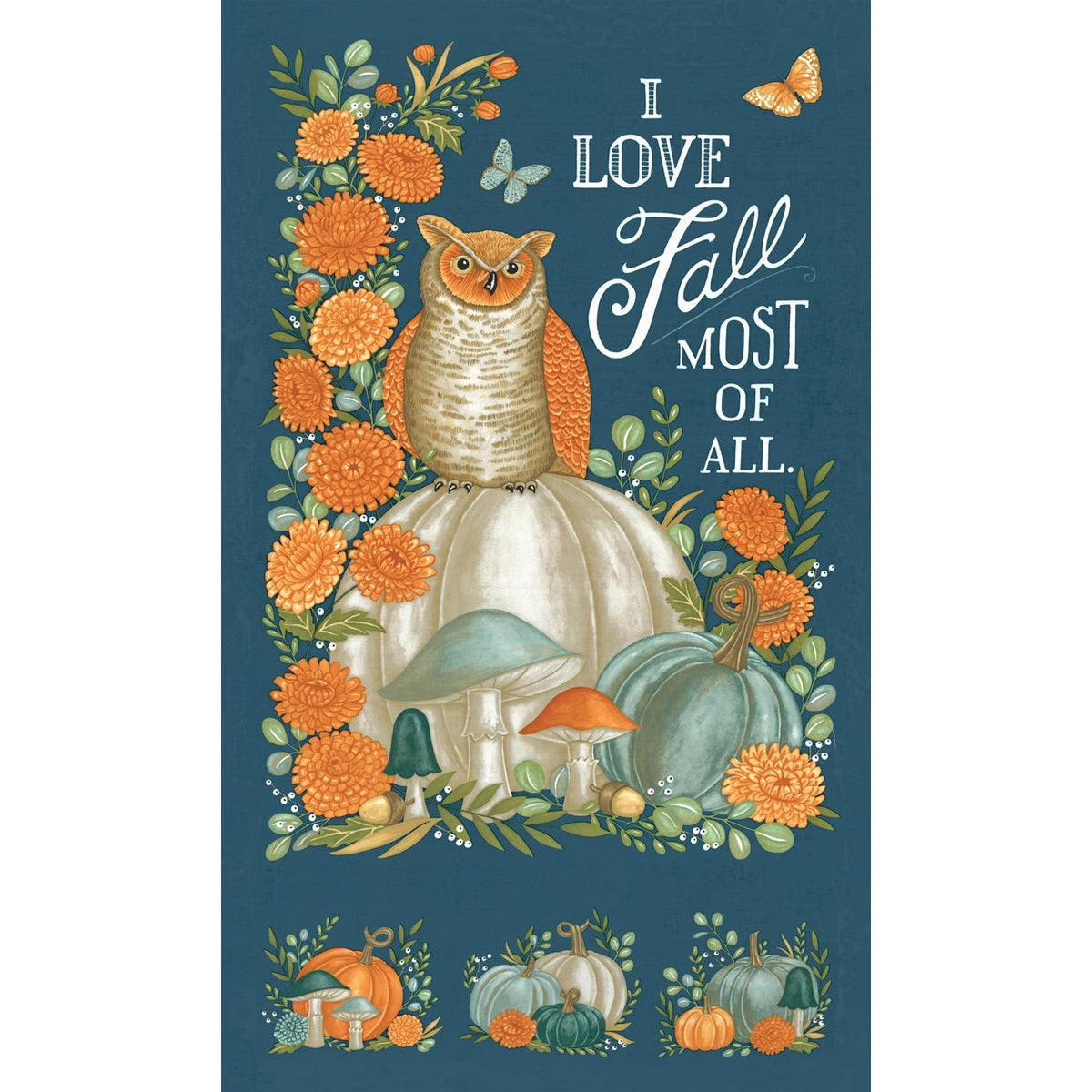 I Love Fall Most of All Harvest Night Panel 24"x44"