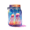 Jar with Glowing Jellyfishes Fabric Panel 5