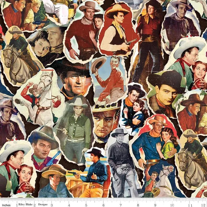 John Wayne American West Poster Print Multi 43"/44" Fabric Per Yard