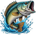 Jumping Bass Fish Fabric Panel 3