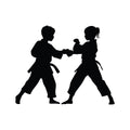 Karate Silhouette Fabric Panel 1