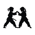 Karate Silhouette Fabric Panel 10