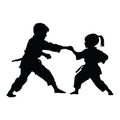 Karate Silhouette Fabric Panel 3