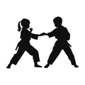 Karate Silhouette Fabric Panel 4