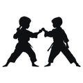 Karate Silhouette Fabric Panel 6