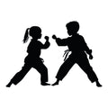 Karate Silhouette Fabric Panel 8