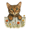 Kittens Peeking Over Fence Fabric Panel 11