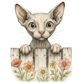 Kittens Peeking Over Fence Fabric Panel 13