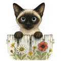 Kittens Peeking Over Fence Fabric Panel 6