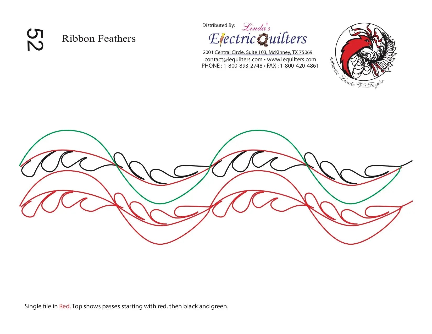 052 Ribbon Feather Pantograph by Linda V. Taylor