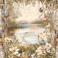 Lake on Rustic Wood Fabric Panel 20