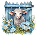 Light Blue Farm Animals Fabric Panel 10