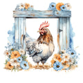 Light Blue Farm Animals Fabric Panel 17