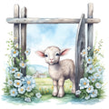 Light Blue Farm Animals Fabric Panel 2