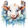 Light Blue Farm Animals Fabric Panel 4