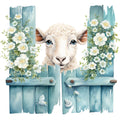Light Blue Farm Animals Fabric Panel 5