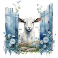 Light Blue Farm Animals Fabric Panel 7