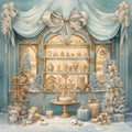 Light Blue and Gold Christmas Fabric Panel 1