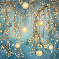 Light Blue and Gold Christmas Fabric Panel 12