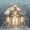 Light Blue and Gold Christmas Fabric Panel 23