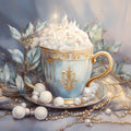 Light Blue and Gold Christmas Fabric Panel 24