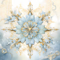 Light Blue and Gold Christmas Fabric Panel 3