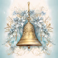 Light Blue and Gold Christmas Fabric Panel 30